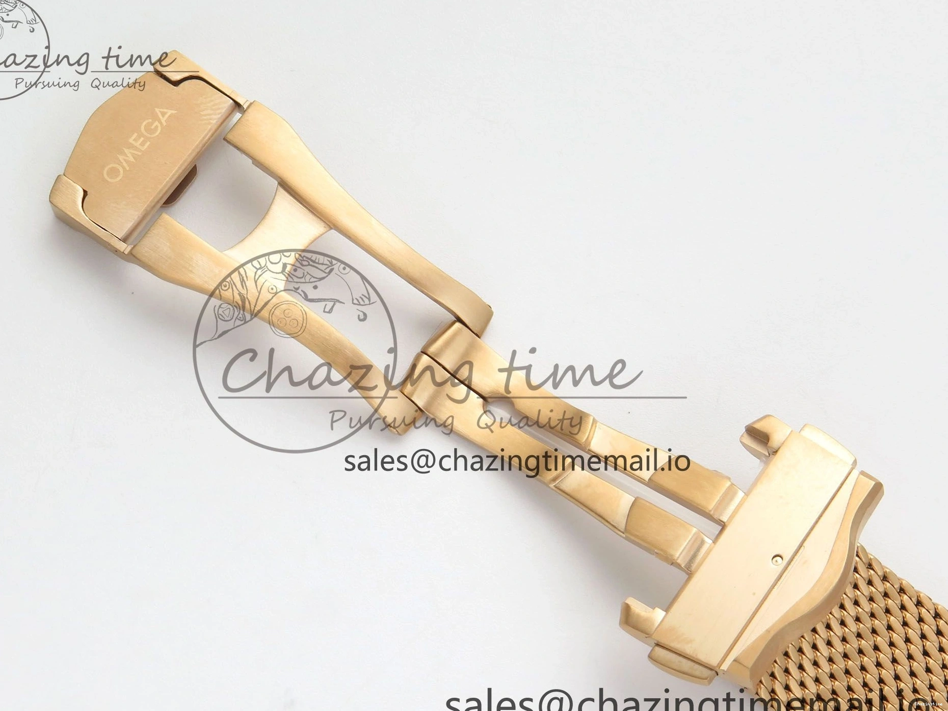 0226 Stylish Seamaster 300M Diver Rose Gold VSF 1:1 Best Edition Black Dial on Mesh Bracelet A 7662